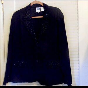 DG2 by Diane Gilman Black Embellished Jean Jacket Size Large